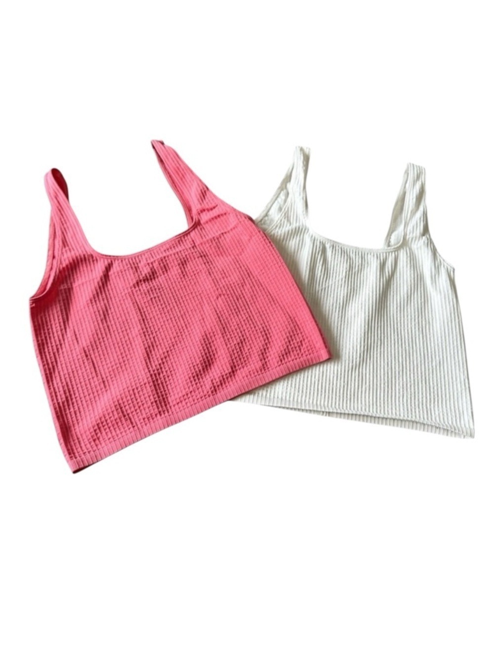 Bundle Of 2 Anthropologie Cropped Tank Tops S/M Pink White